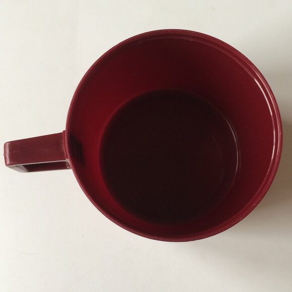 VTG Tim Hortons Thermos Cream Maroon Red Cup 13.5 " Tall Logo Print 32 oz - Picture 6 of 11